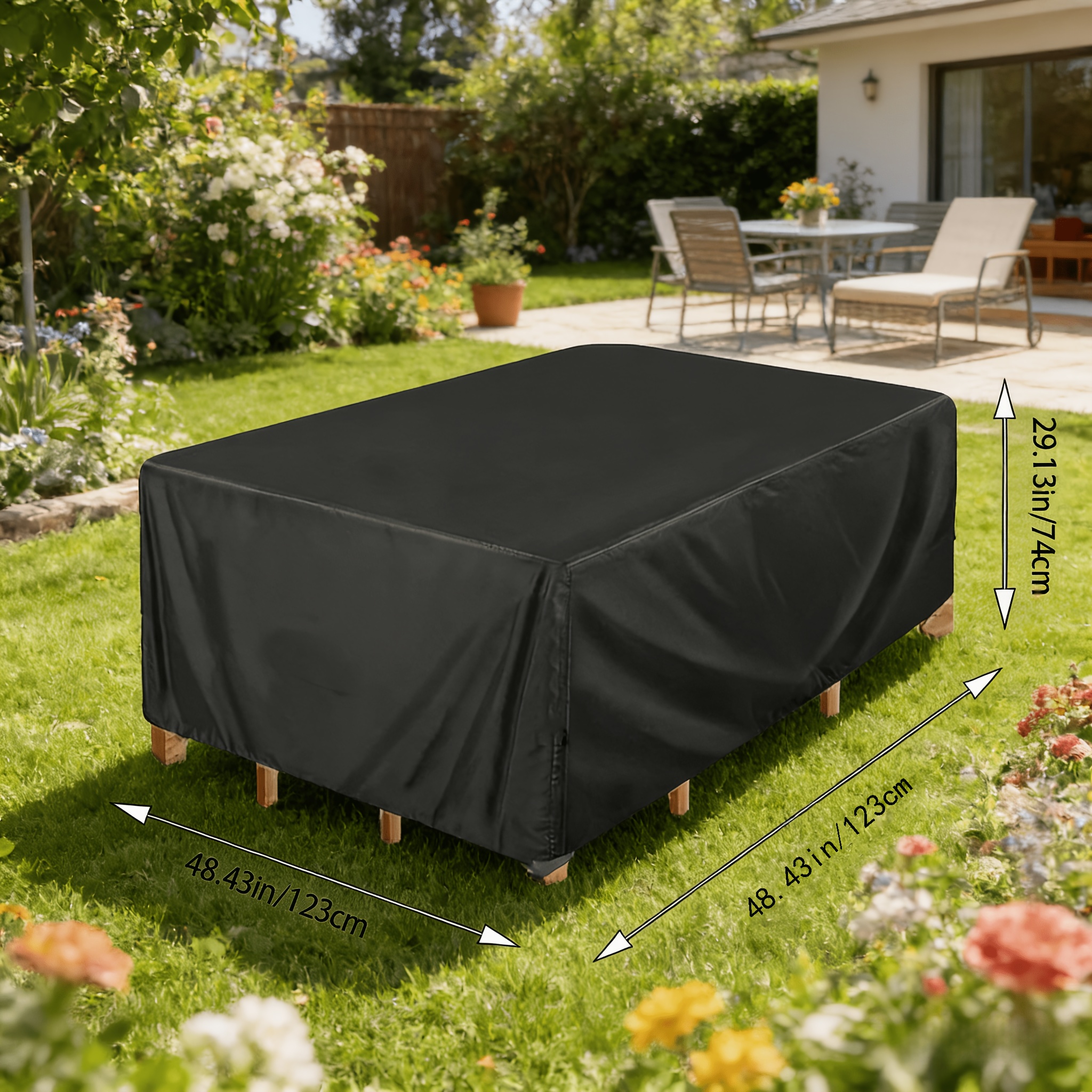 TEMU 1 Housse de protection pour ensemble de mobilier d'extérieur | Pack combiné multi-tailles, sécurisée résistante au vent, pour les ensembles