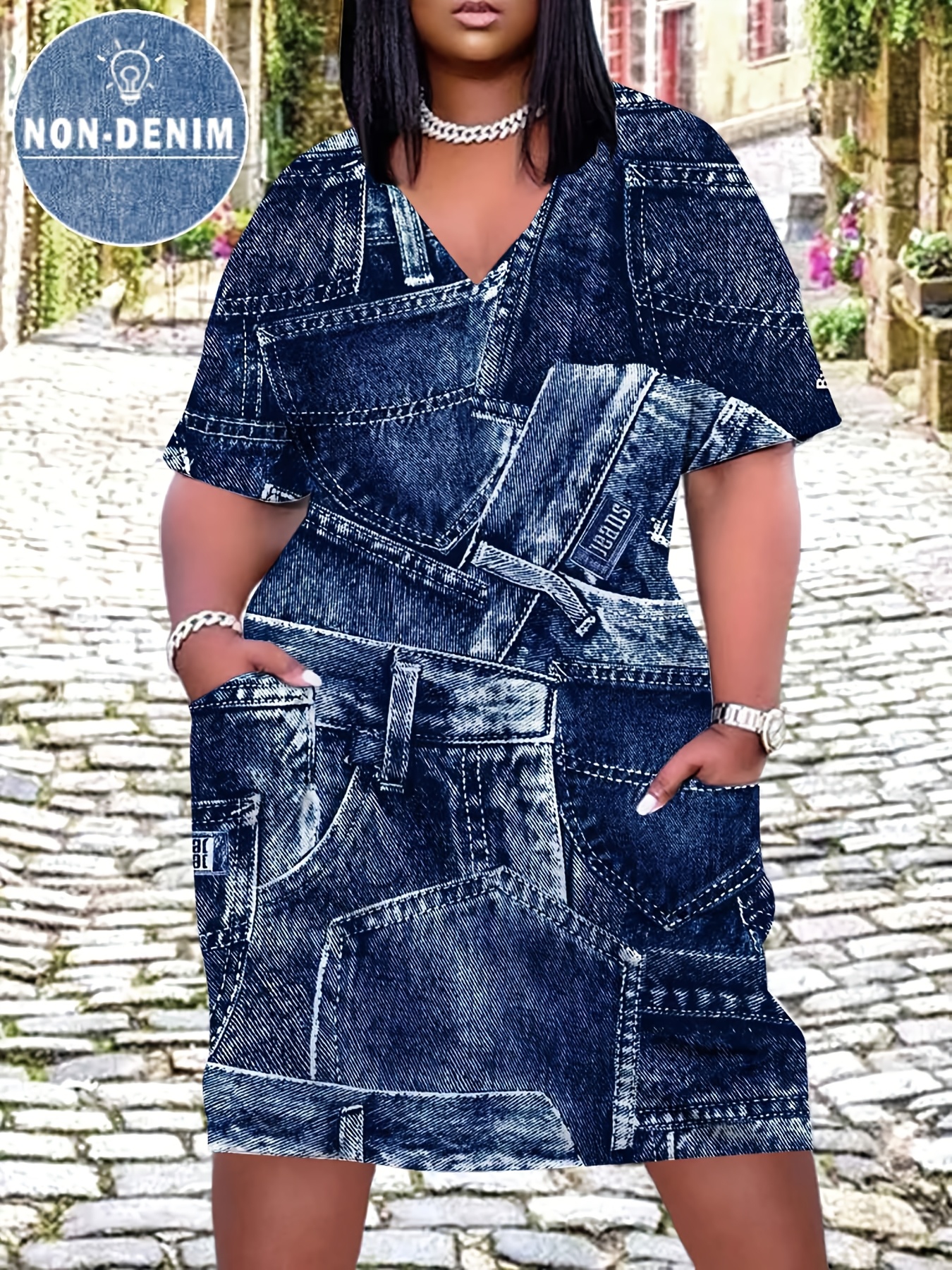 temu denim dress ad cue the MidSize Temu Fashion Finds Series A cute, A-frame denim dress is a staple in my closet! The denim is stretchy and forgiving but still structured in the way the
