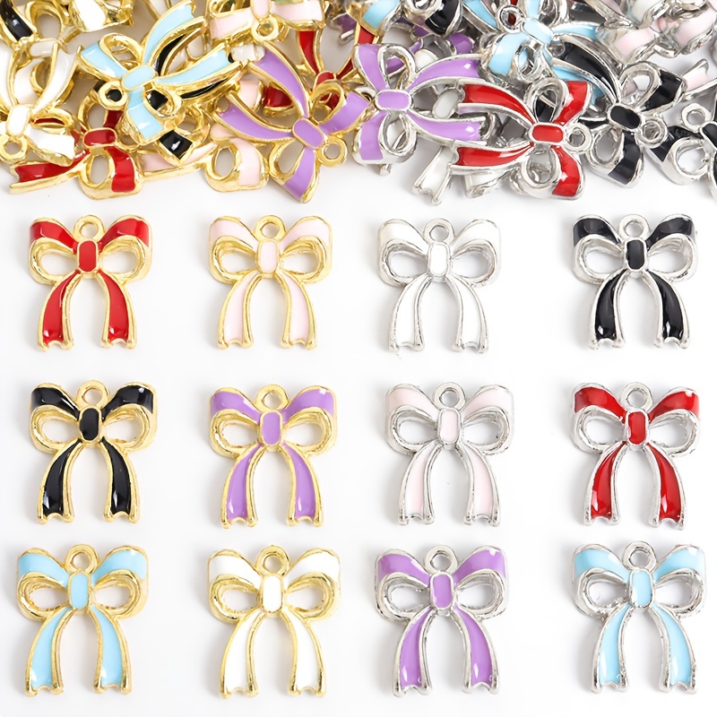 

20pcs Alloy Bow Tie Charms, Enamel Drip Oil Pendants For Making, Accessories For Necklaces, Bracelets, Earrings, Keychains - Perfect Gift For Couples , Charms For Jewelry Making