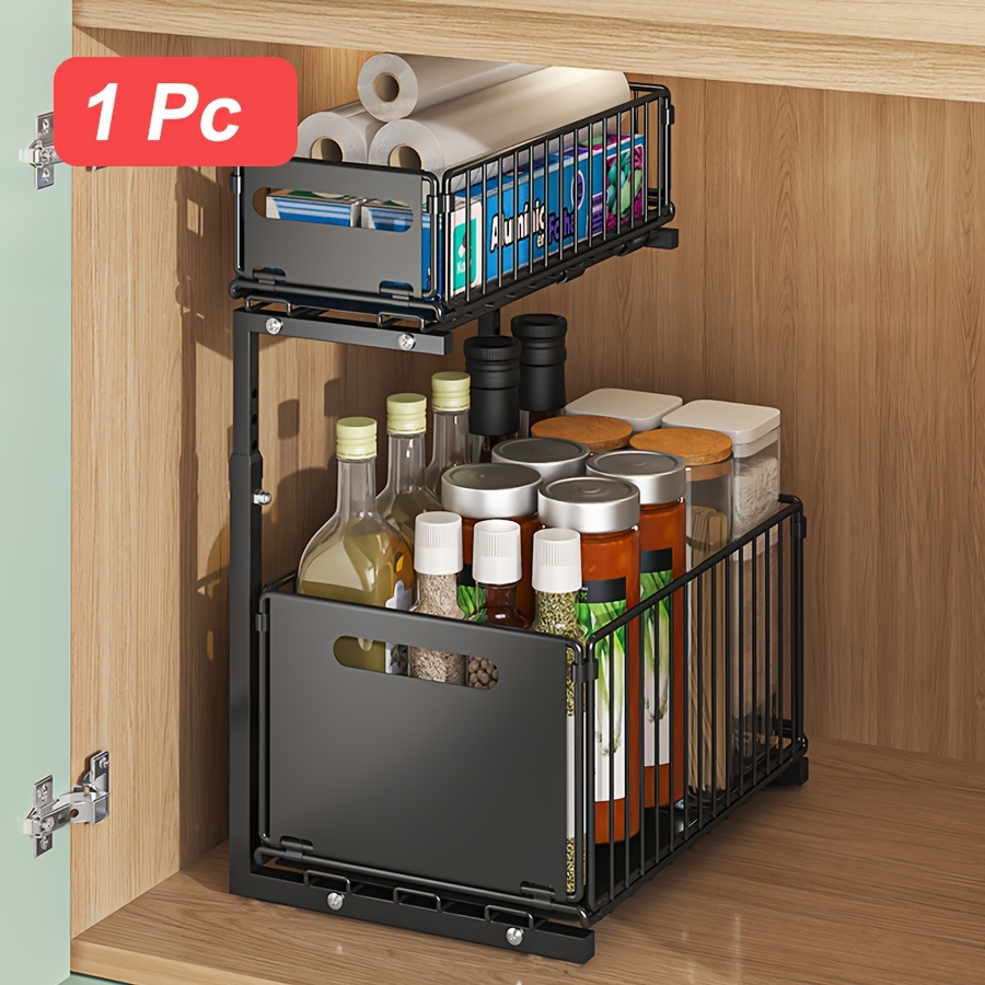 Under-Sink Organizer, Two-Tier Sliding Cabinet Shelf for Storage