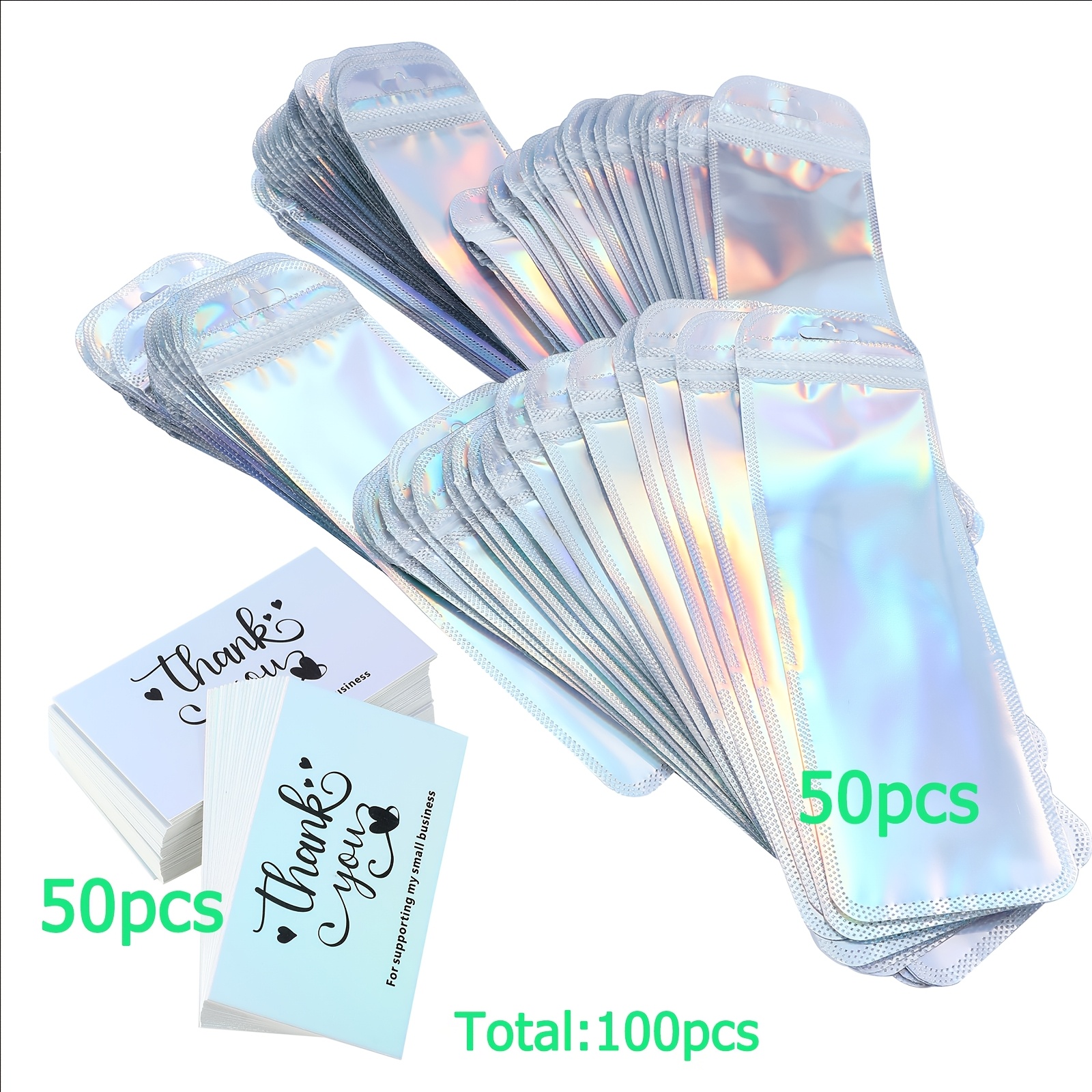TEMU 100 Colorful Bags And Gift Cards - Featuring Holographic Vibrant Colors, Easy To Clean And Durable, Suitable For Storing Pens, Makeup Brushes,