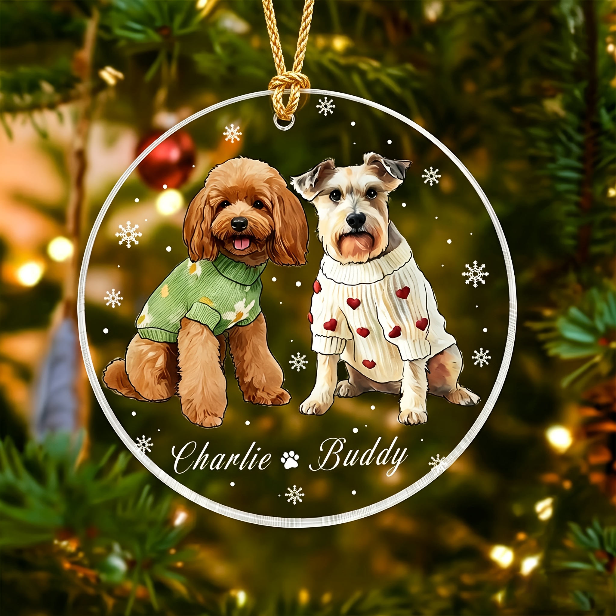 TEMU Ornamento Acrilico Personalizzato 2D con Foto e del Tuo Animale - Ornamento Natalizio Personalizzato per Cani, Ornamento Personalizzato per Cani