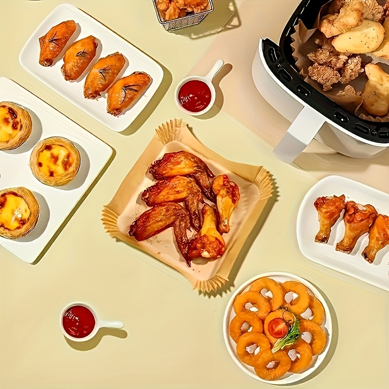 100pcs air fryer liner non stick paper for baking grilling and microwave ovens easy to clean single layer paper for   cooking baking oil paper Product details 1