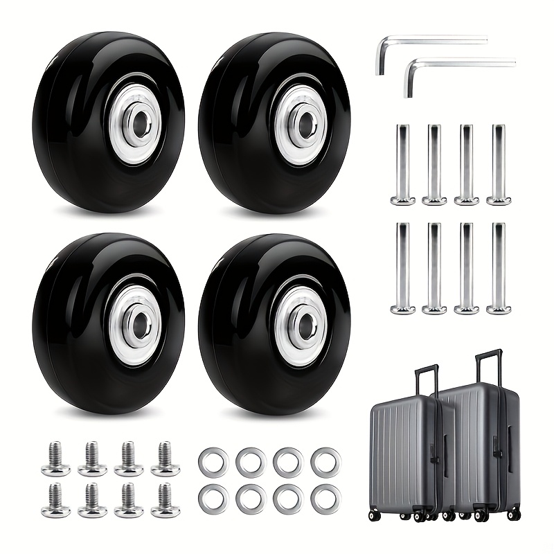 TEMU Set Of 4 Replacement Wheels For Suitcases, Measuring 50 X 18 Mm, In Black Color