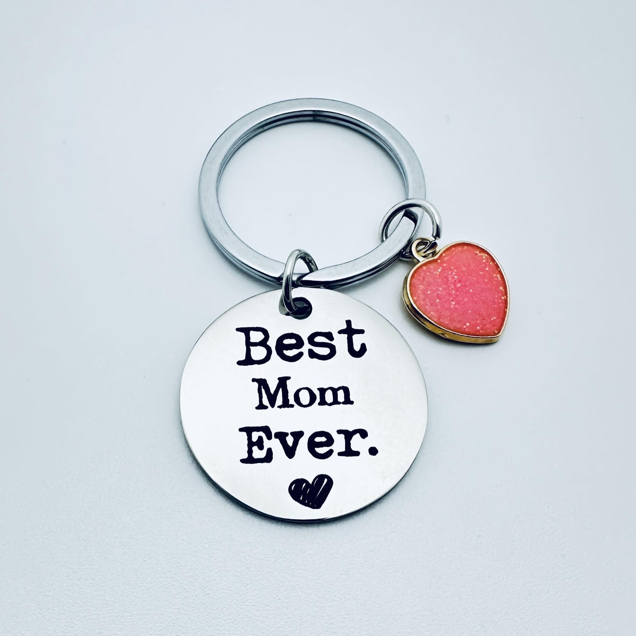 

Stainless Steel Ever Keychain, Day, Birthdays, Thanksgiving, Christmas, Decorative Round Key Ring With Heart Charm