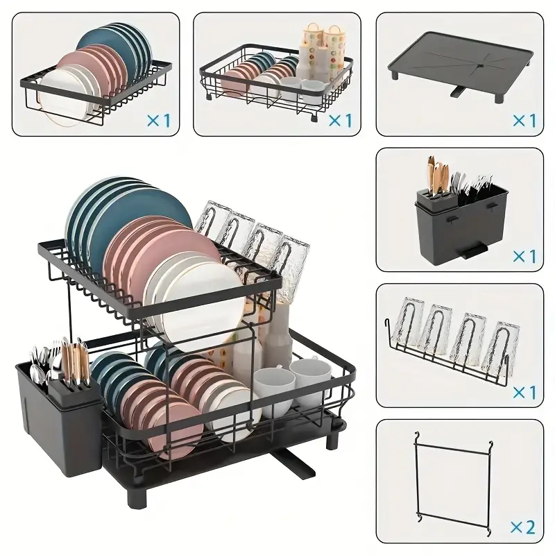 storage rack dishes bowls and plates drain rack household multi functional chopping board cover chopsticks and spoon box cabinet for placing bowls kitchen rack storage rack bowl and plate rack Product details 2