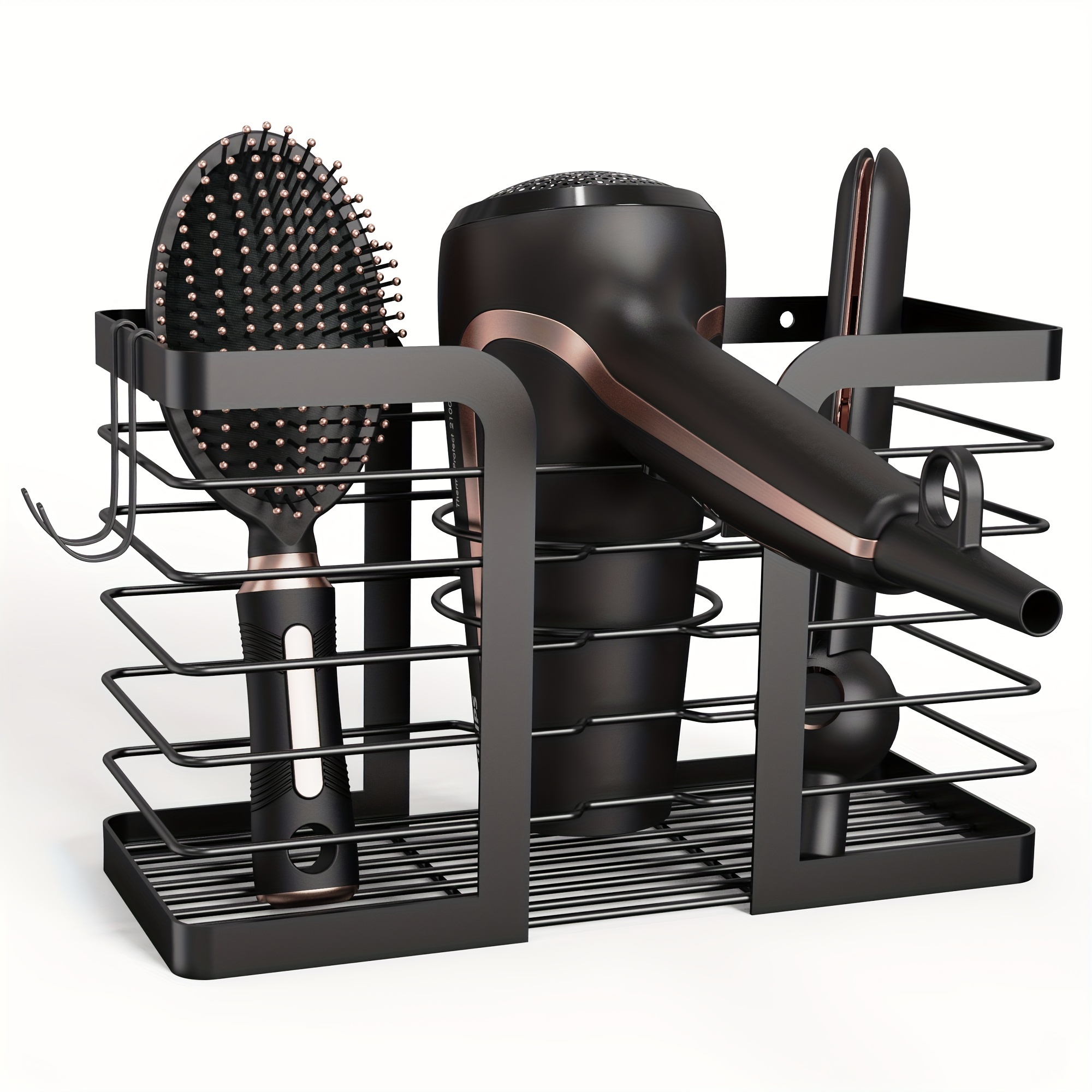 -mounted Dryer Organizer: 2 , Suitable For , Curling , Straighteners, And Shavers - For Bathroom, , Or