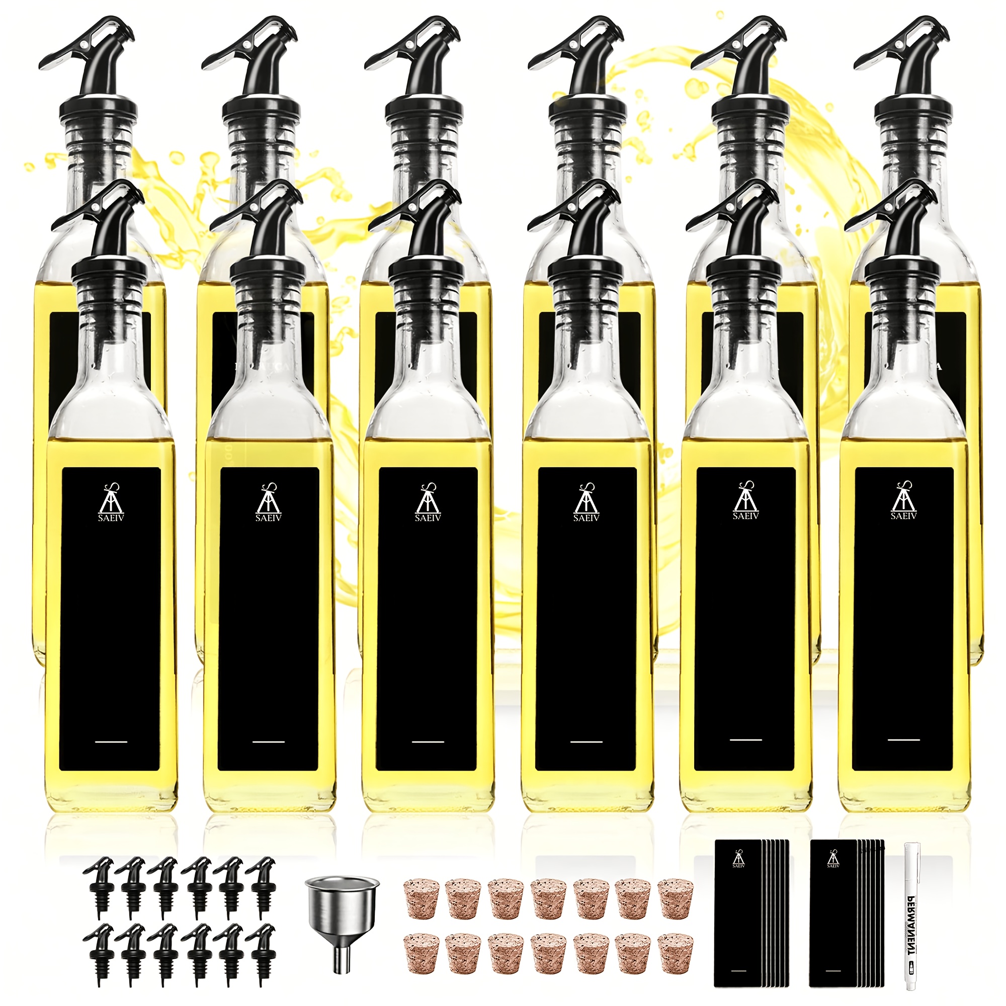 Image of 6/12pcs Set Of Oil Bottles And Oil Pots With Inverted Mouths, 250ml Oil Bottles, Vinegar And Oil Bottle Sets, Exquisite Labels, Olive Oil Pots, Practical Desktop Seasonings