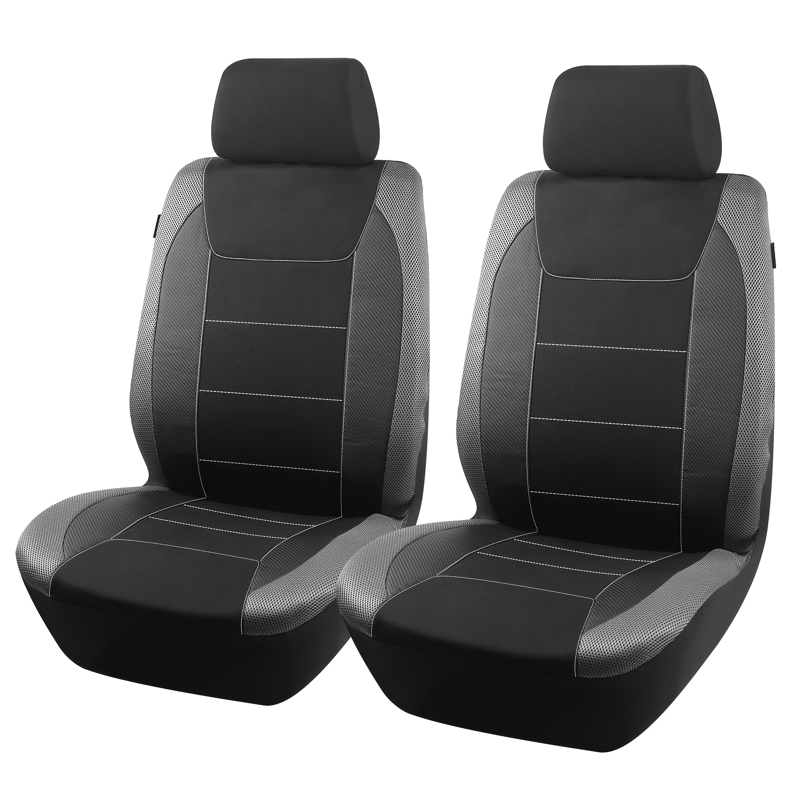 TEMU 2pcs Front Car Seat Covers Quality Carbon Fiber Fabric Sport Universal Car Seat Covers, Suitable For Most Cars, Trucks, And