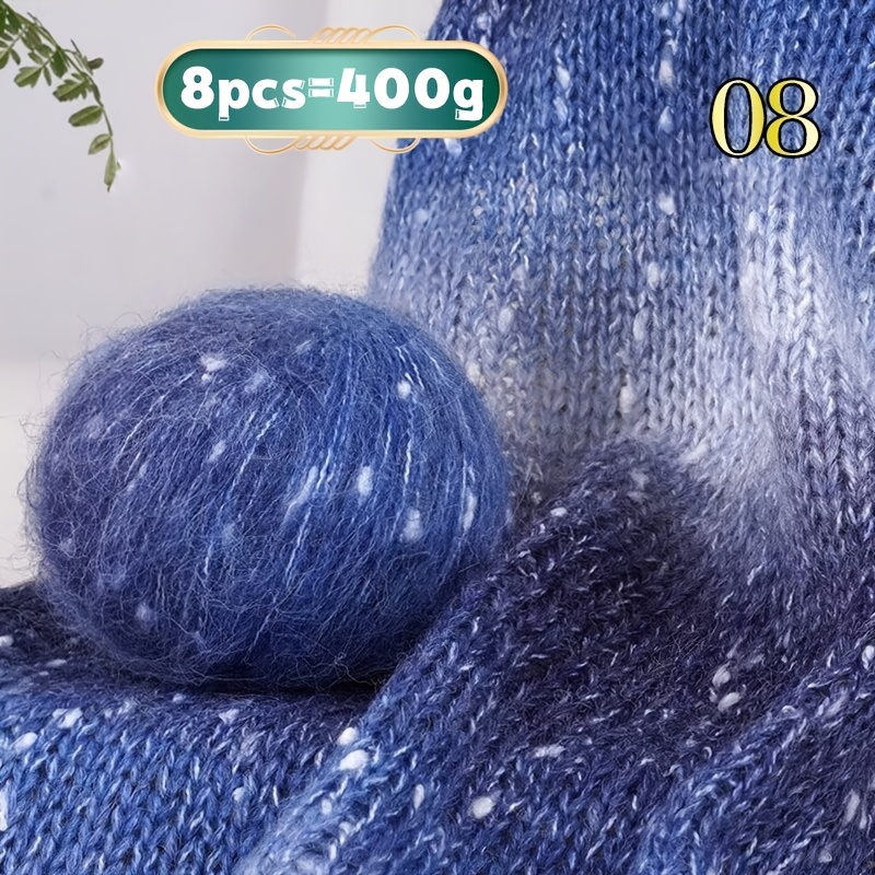 TEMU 400g/8pcs Gradient Ombre Yarn With Colorful Dots, Wool Yarn, Handmade Diy Knitting Material, Suitable For Making Scarves, Hats, Sweaters,