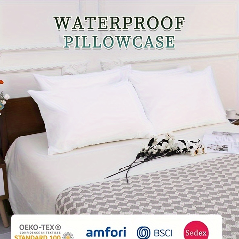 luxurious waterproof stain resistant pillowcase thick oversized knit   elegant white with zipper closure details 0