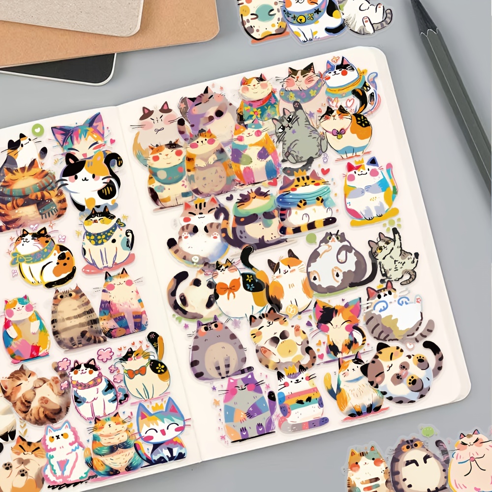 50 Sheets Cute Cat Cartoon Sticker Creative Graffiti Sticker Pack, Suitable For Pasting Phones, Journals, Suitcases, Laptops, Water Bottles, Etc., Exquisite Holiday, Party And Birthday Gifts