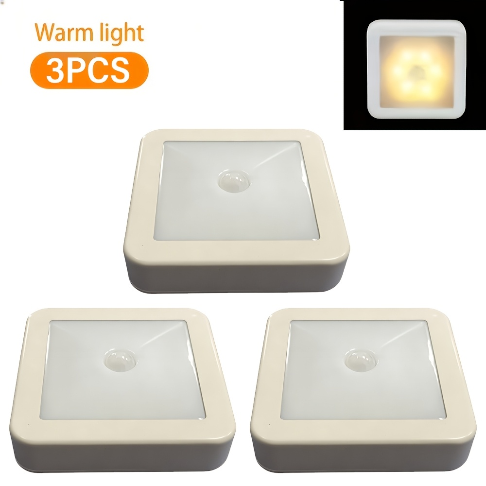 E-shop 3er-Set intelligente Bewegungsmelder 6-LED Boden-/Decken-/Wandleuchten, modernes quadratisches Design, ideal für , Treppenhäuser, Wohnzimmer,