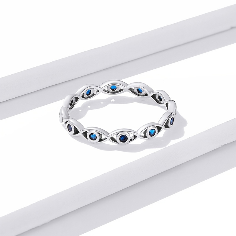 Women's Minimalist Lucky Eye Ring, Versatile Blue Eye Design