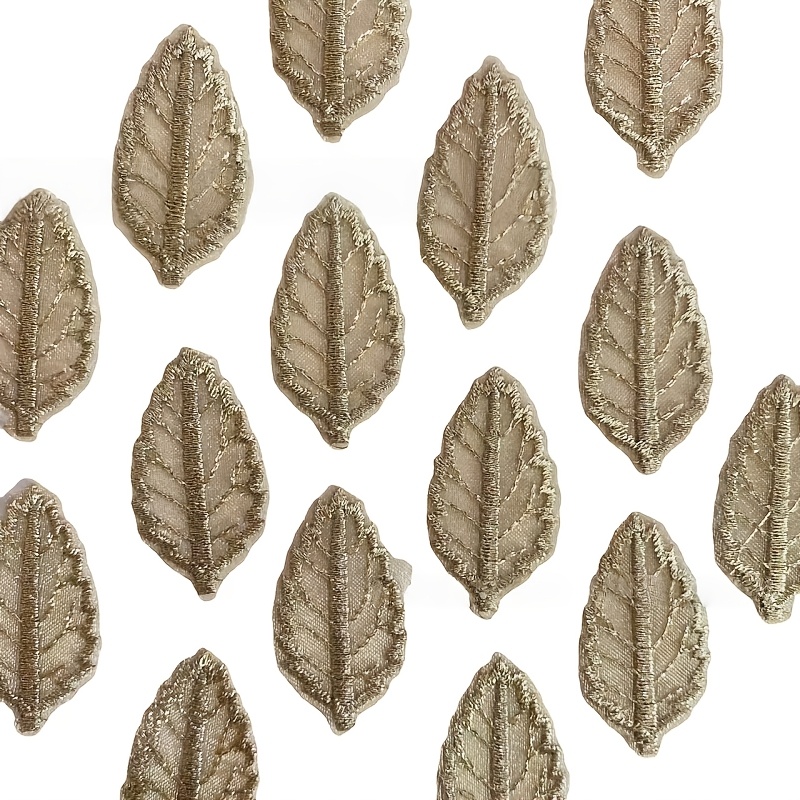 8pcs Golden and Silvery Thread Golden Leaf Embroidery Patches