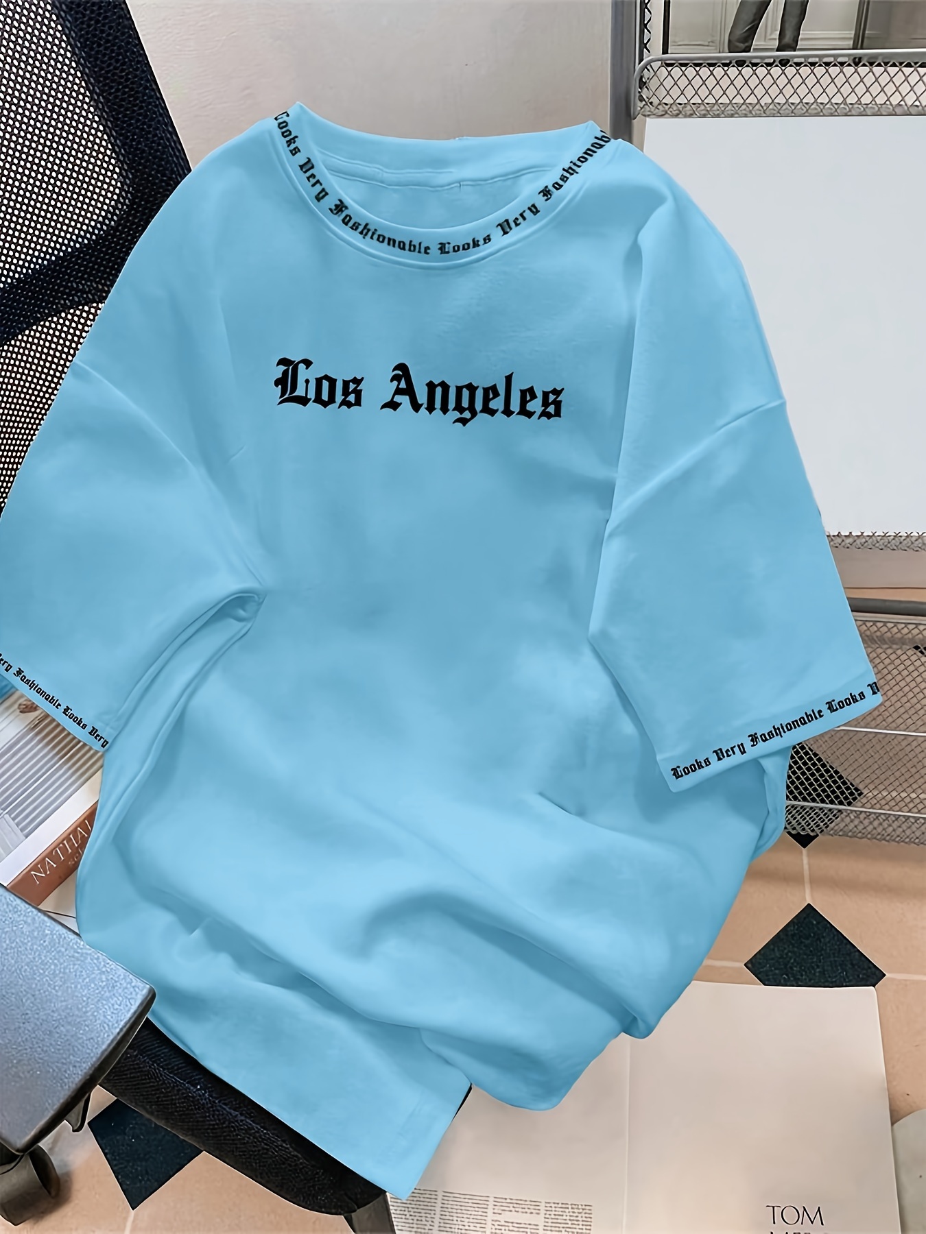 Men'S Los Angeles Graphic T-Shirt - Red Casual Short Sleeve Tee with Bold White Print, Soft Polyester Fabric, Round Neck, Perfect for Summer Outings, Casual Attire | Bold Graphic Tee | Smooth Texture