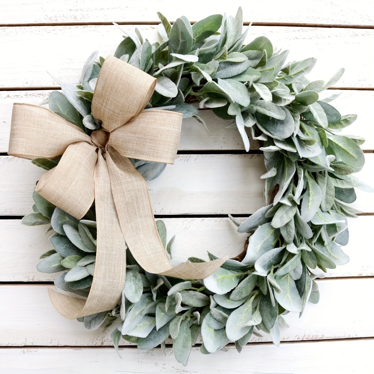 

Ear Farmhouse Wreath - Decor For Front Door, Weddings & Holidays - Faux Greenery