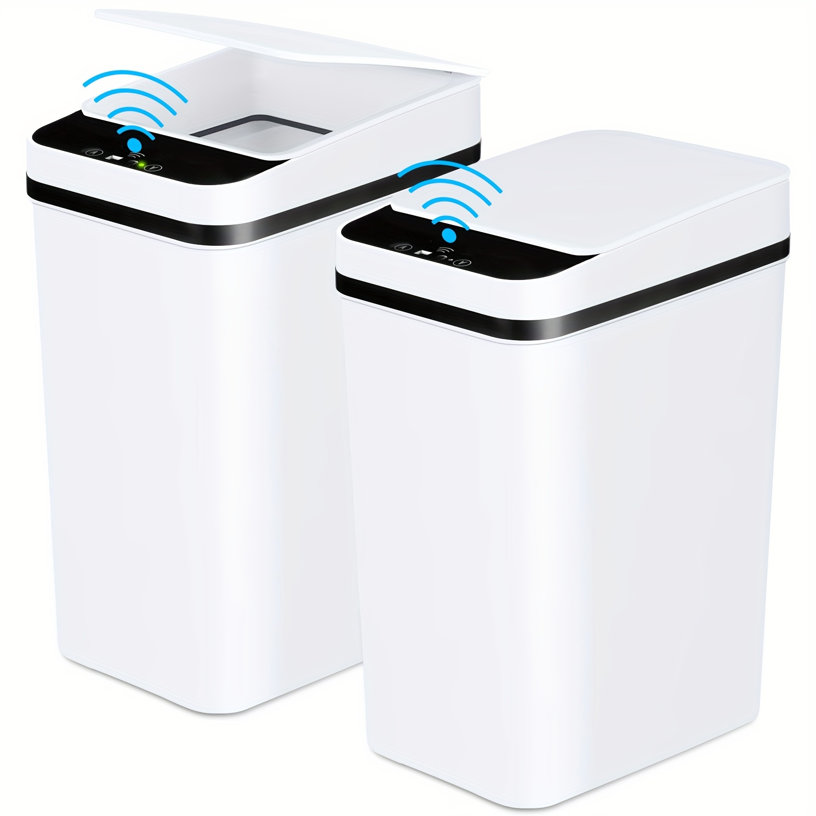 

2 Pack 2.2 Gallon Bathroom Trash Cans With Lid Touchless Automatic Motion Sensor Small Slim Garbage Can, Smart Electric Narrow Waterproof Garbage Bin For Bedroom Office Kitchen (white)
