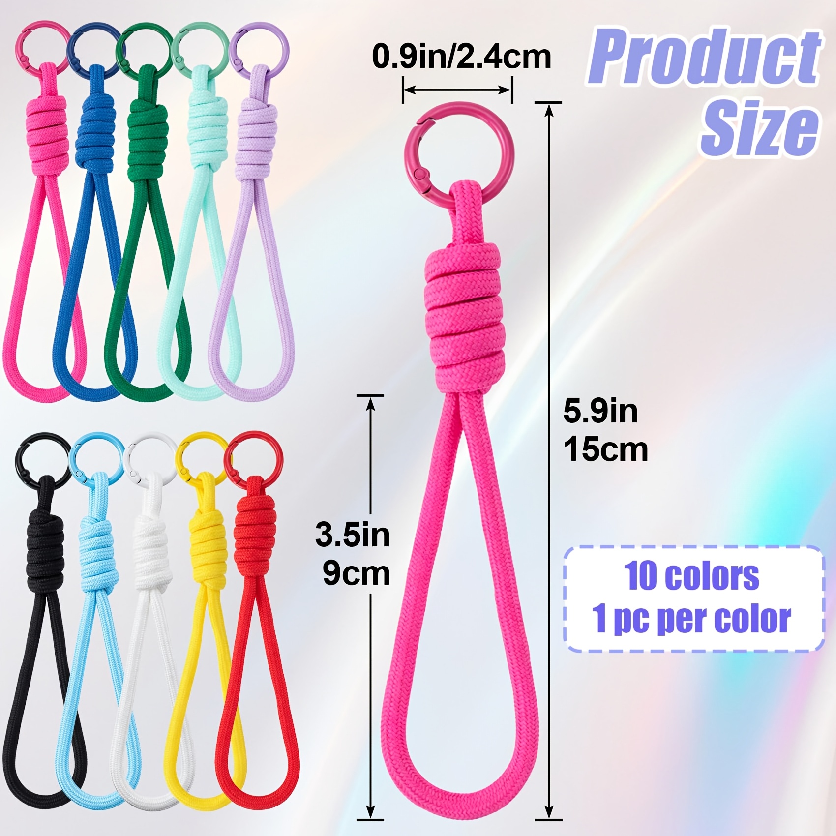 10Pack Paracord Rope Keychain Set