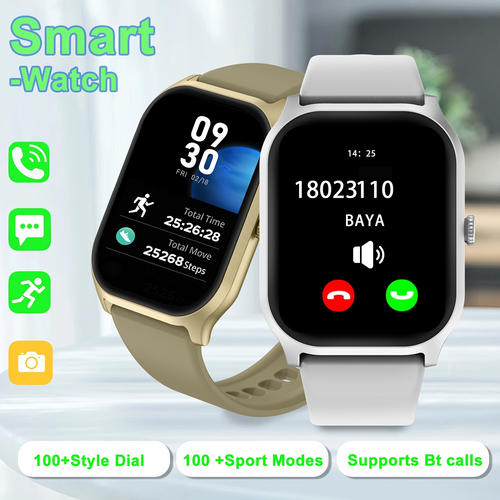 

Smart Watch, Wireless Calling/dial, Multi -sport Mode, Various App Reminders, Suitable For Men And Women, For Iphone/andriod, Change Wallpaper, Fitness Monitoring