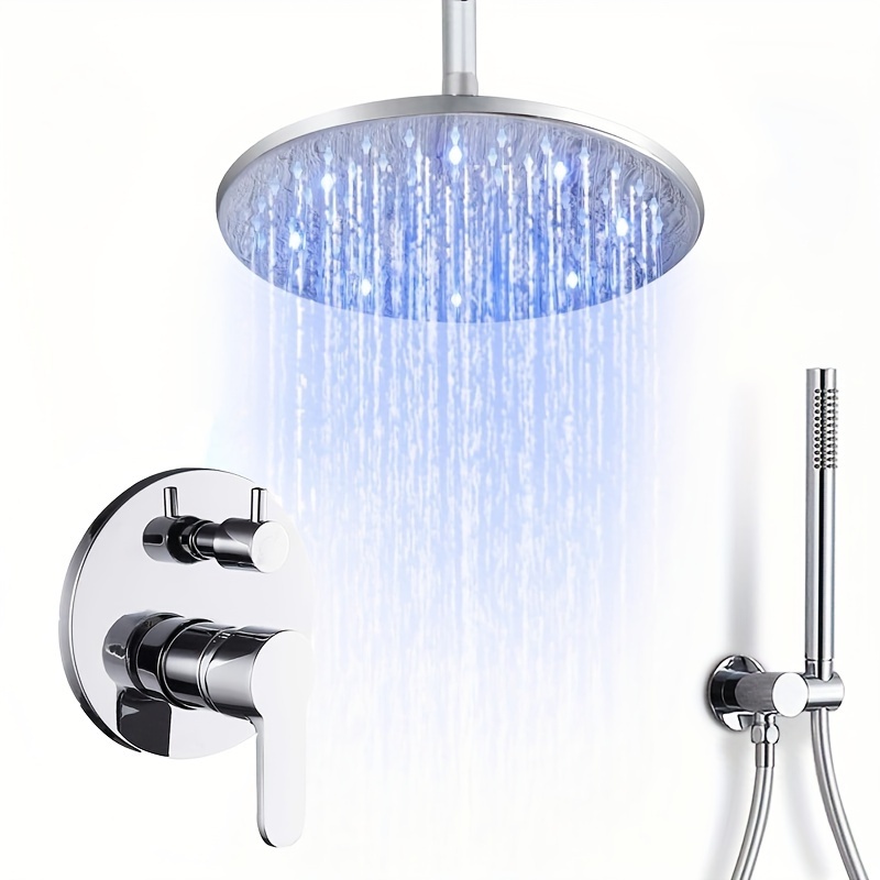 Sistema de ducha termostático LED con pantalla digital, juego de ducha de  temperatura de 13 pulgadas, cabezal de ducha de mano con 3 modos de