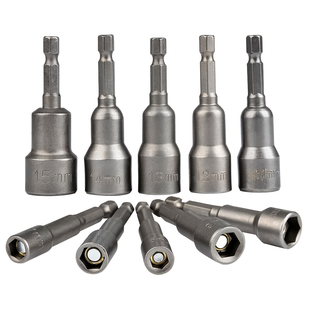 6mm To 19mm Impact Socket Magnetic Nut Screwdriver 1/4 Inch Hex Wrench Set Drill Bit Adapter, Suitable For Electric Drills And Impact Wrench Socket Set
