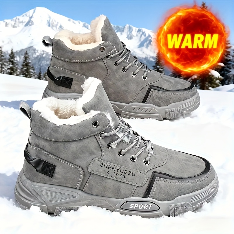 Image of Shoes For Men Winter New Arrival Laced Snow Boots Mid-height With Lacing, Lined With Thick Plush For Full-body . Soft And Skin-friendly, Suitable For Environments, Perfect For Sports And Casual Wear