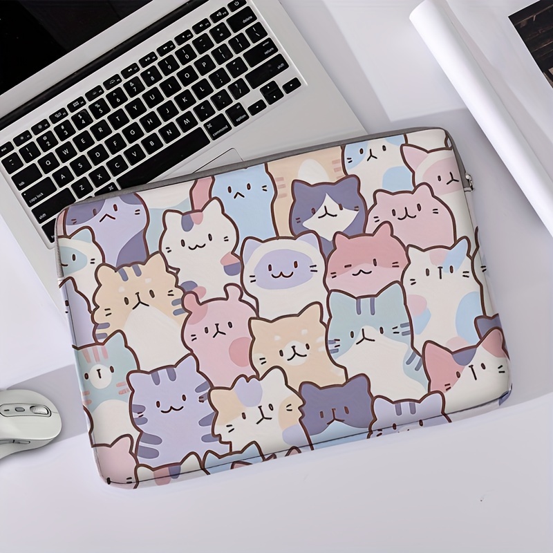 TEMU Eine Laptoptasche mit einem niedlichen Katzen-Design, eine einfache Aktentasche, eine Hülle für Laptops, eine weiche Hülle für Laptops und