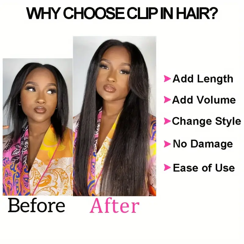 How to Use Clip-In, Bangs, and Ponytail Hair Extensions 1 straight clip in hair extensions real human hair clip - Temu