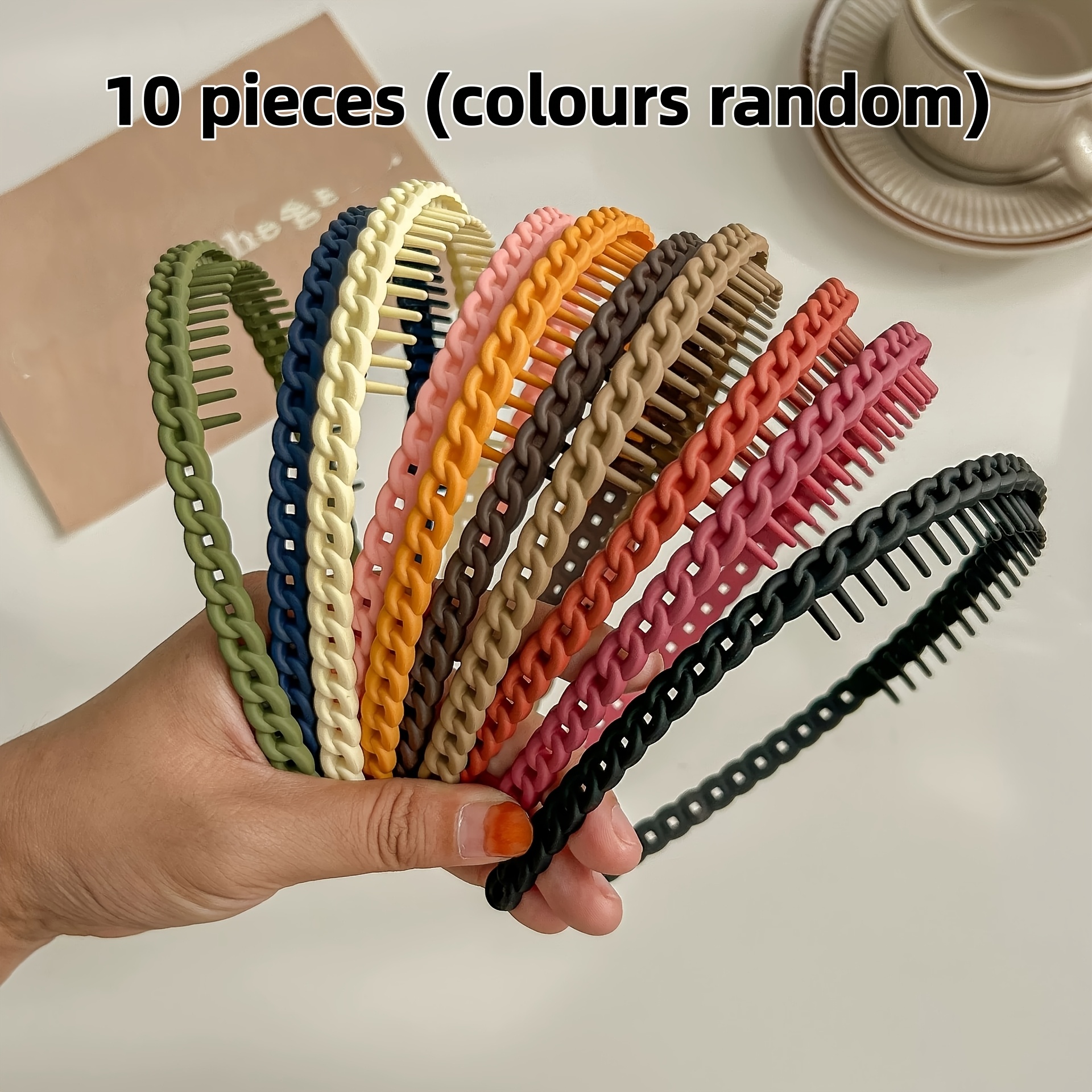 TEMU 10pcs Set, Assorted Colors, Non-slip Toothed Headbands For Women, Hair Clips, Hair Ties, Hair Accessories, Sweet And Versatile Headbands,