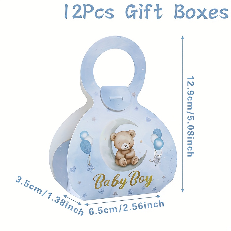 TEMU Gift For Her/him 12pcs, Party Box Packs, Blue Bear Gift Box, Little Bear Moon Pattern Gift Box, Gift Packing Box, Baby Shower Theme Party Decor,
