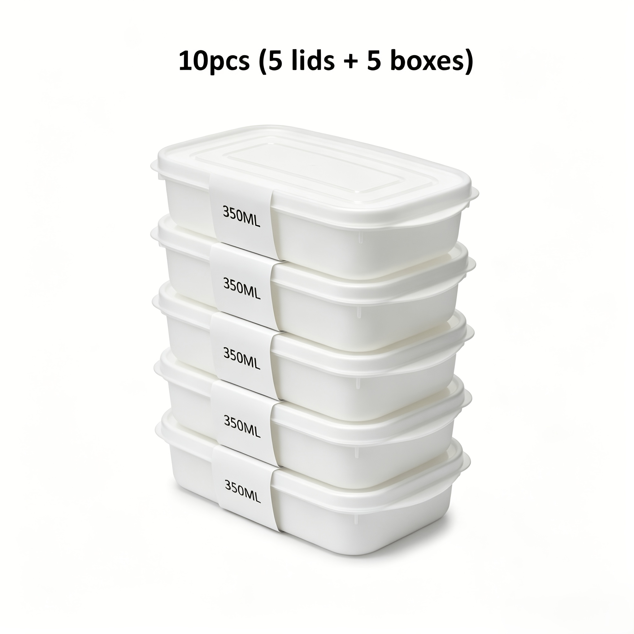 TEMU 10pcs Reusable Food Storage Container Set - 5 Containers And Lids, Food-grade Refrigerator Organizer Boxes, Freezer-safe With Stackable Keepers: