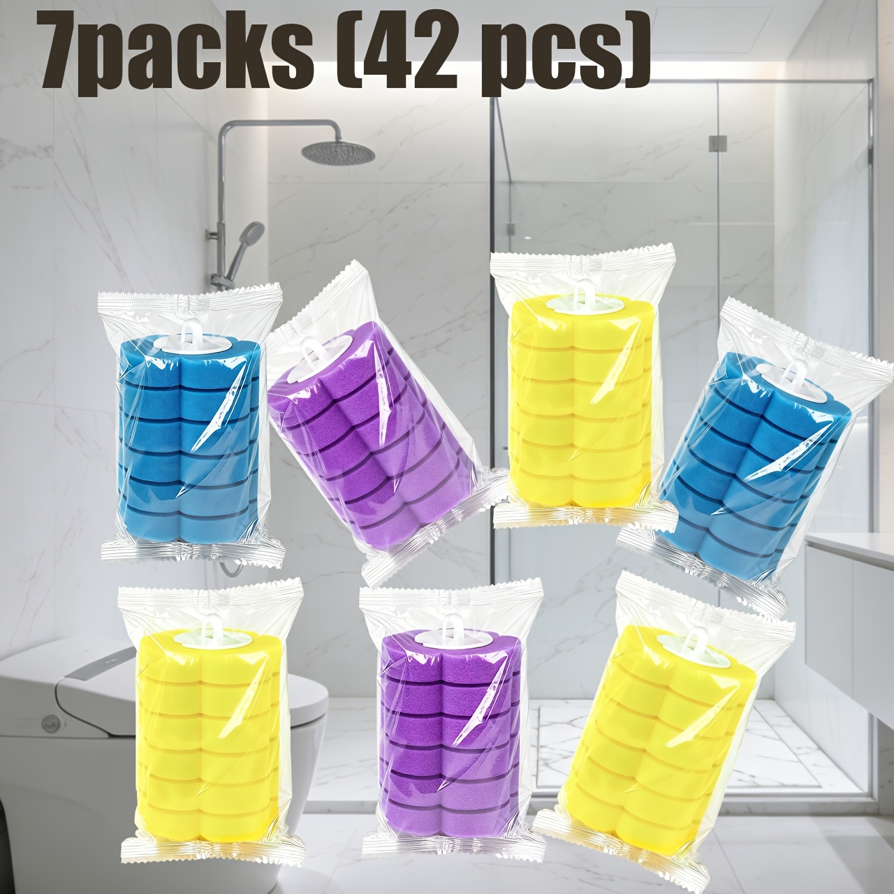 Image of Set Of 42 Toilet Brush Heads In Colors, Ideal For Use In Bathrooms And Restrooms. A Useful Item For