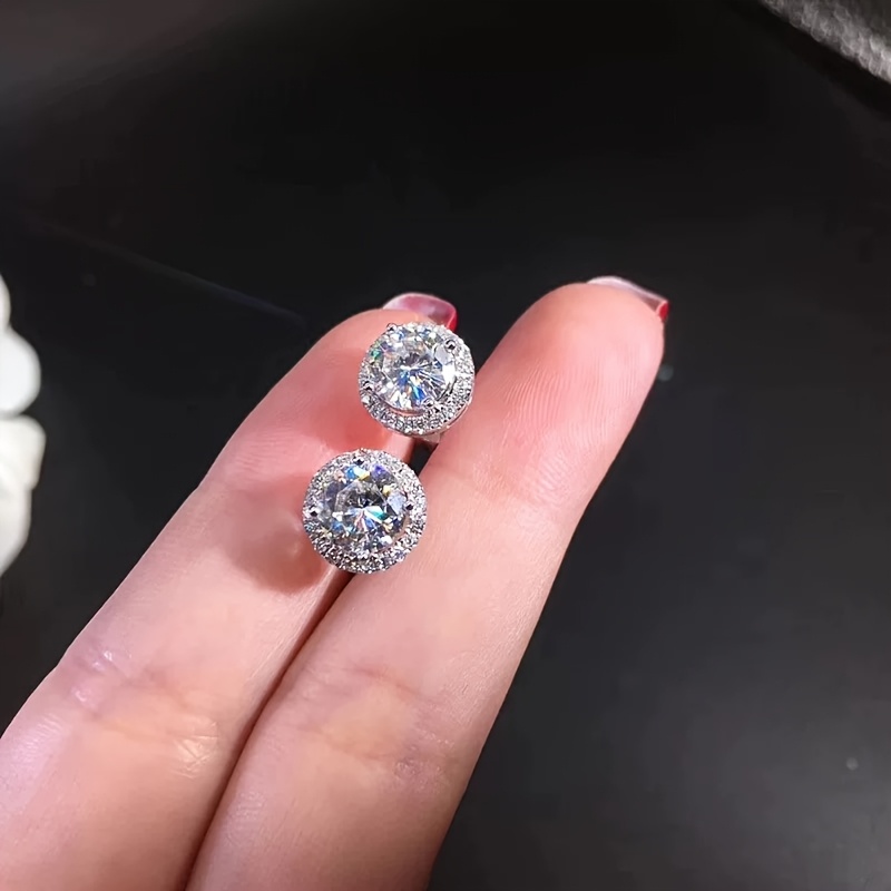 E-shop 2er-Set Hypoallergene Ohrstecker mit Luxuriösen Steinen, Hochzeitsohrringe in Silberfarben für Frauen und Männer, für Thanksgiving