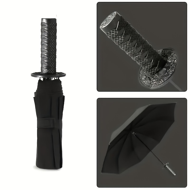 

1pc Umbrella, Automatic Open, Foldable, 8 Ribs, Carbon Fiber & , Fabric, Plastic Handle, Fashionable Personality Style