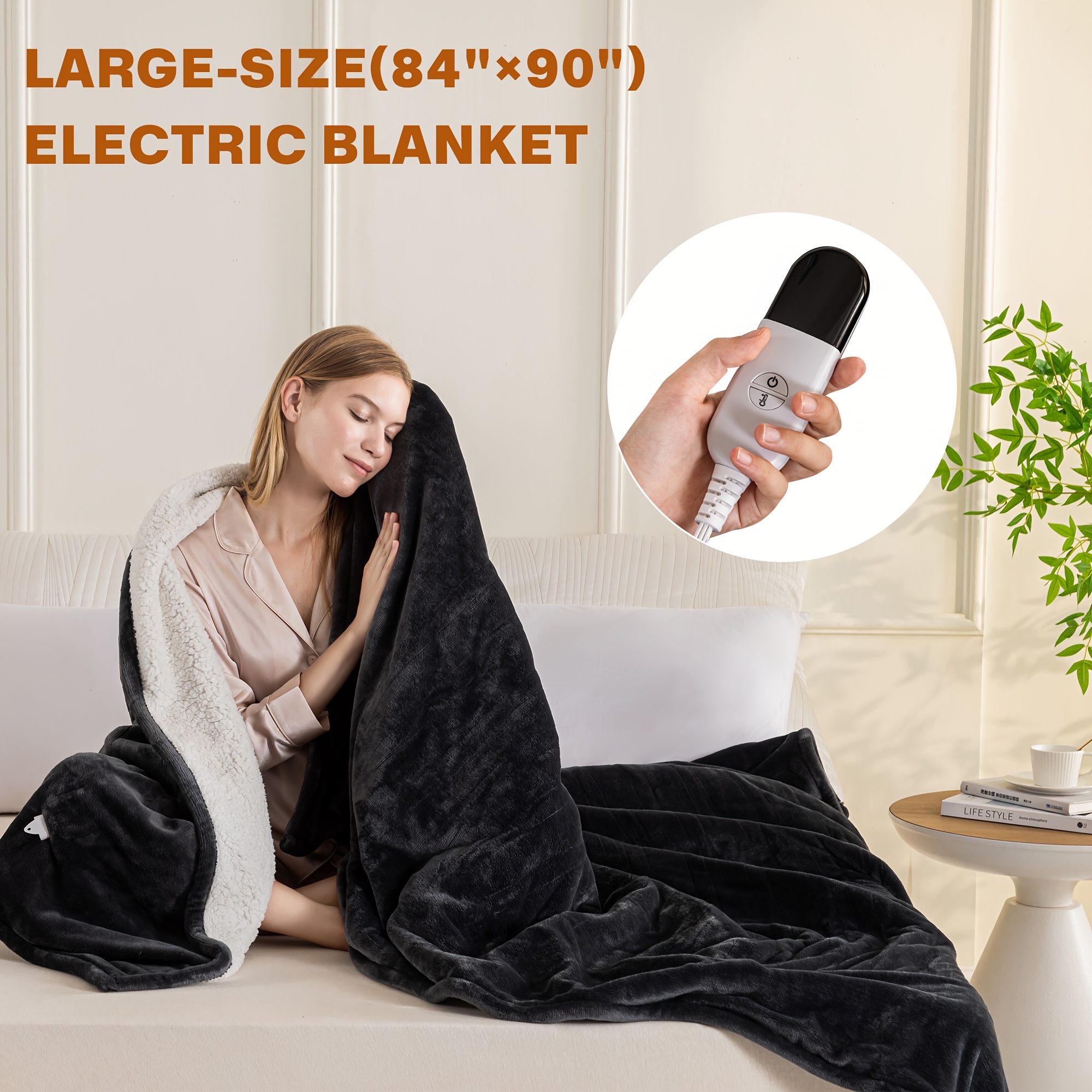 

1pc Electric Blanket, 90"x84" Flannel Sherpa, , 10 Heat Settings, 9-hour Auto Shut-off, Soft Throw For , Machine Washable, Us Plug, Ideal Holiday Gift, Luxury, Best Holiday Gift,