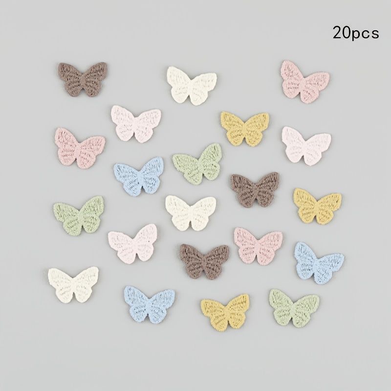 E-shop Ein Pack mit 20 süßen 22mm kleinen Schmetterlings-Aufklebern, DIY Schuh-, Socken-, Leggings-, Kleidungsaccessoires, kleine Blumen,