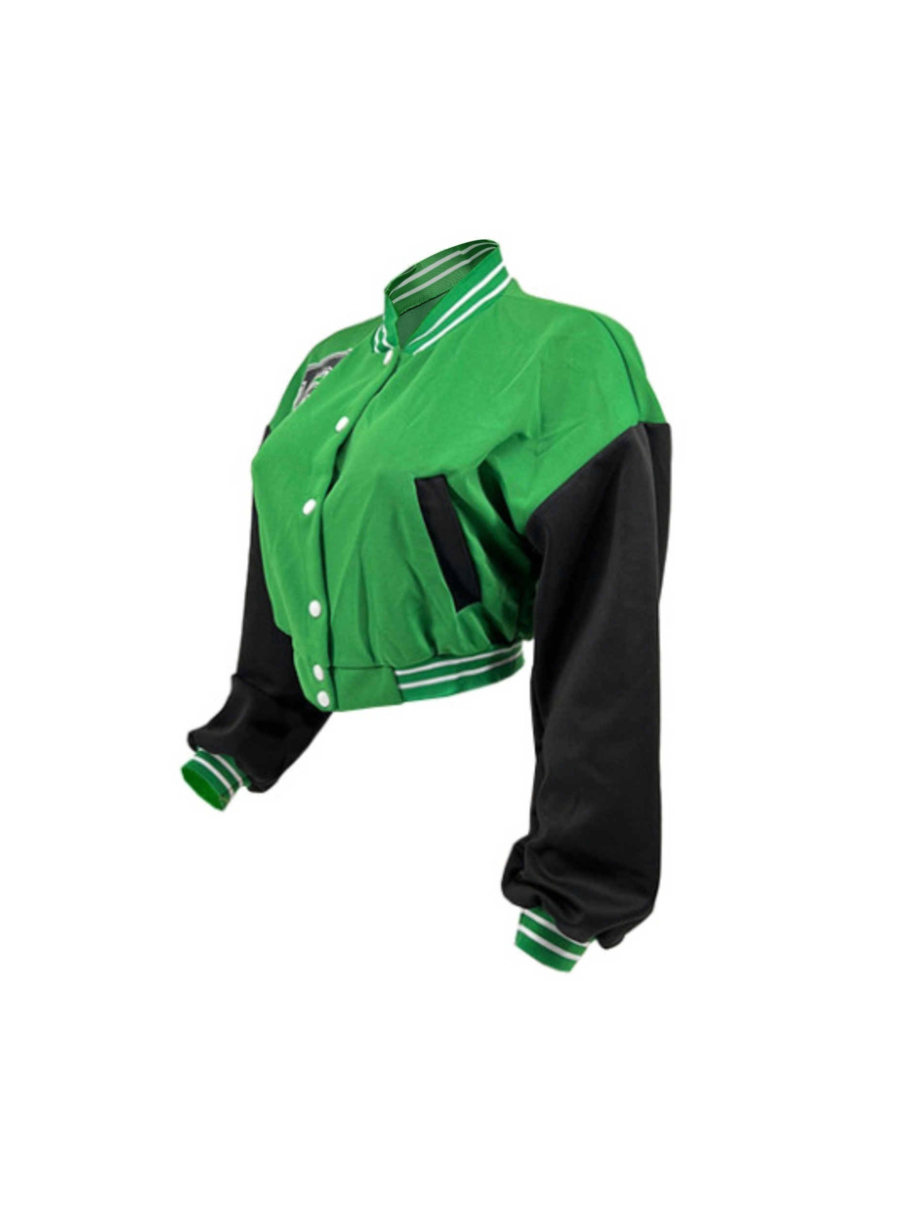 SUNSIOM Women's Cropped Varsity Long Sleeve Zip Up Baseball Jacket Coat  Letter Print Top Bomber Streetwear