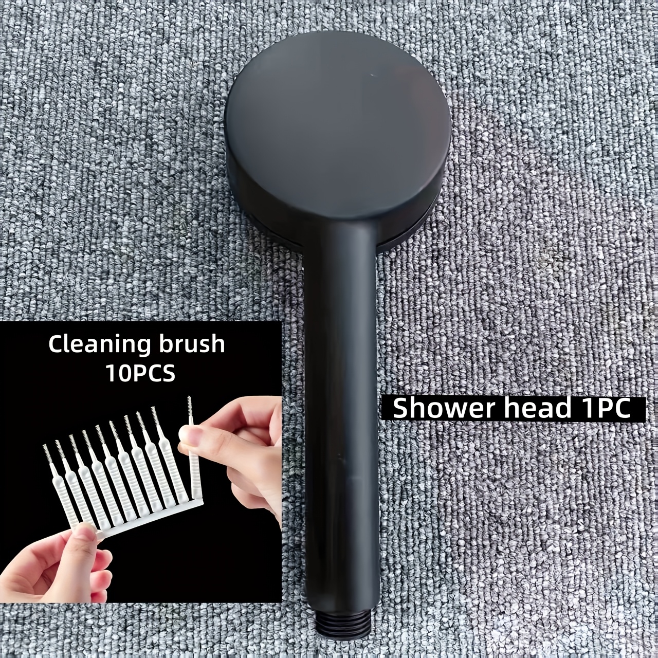 TEMU 11pcs High-pressure Showerhead And Cleaning Brush With 5 Spray And Handheld Spray - Adjustable Shower System Suitable For Bath, -and-play
