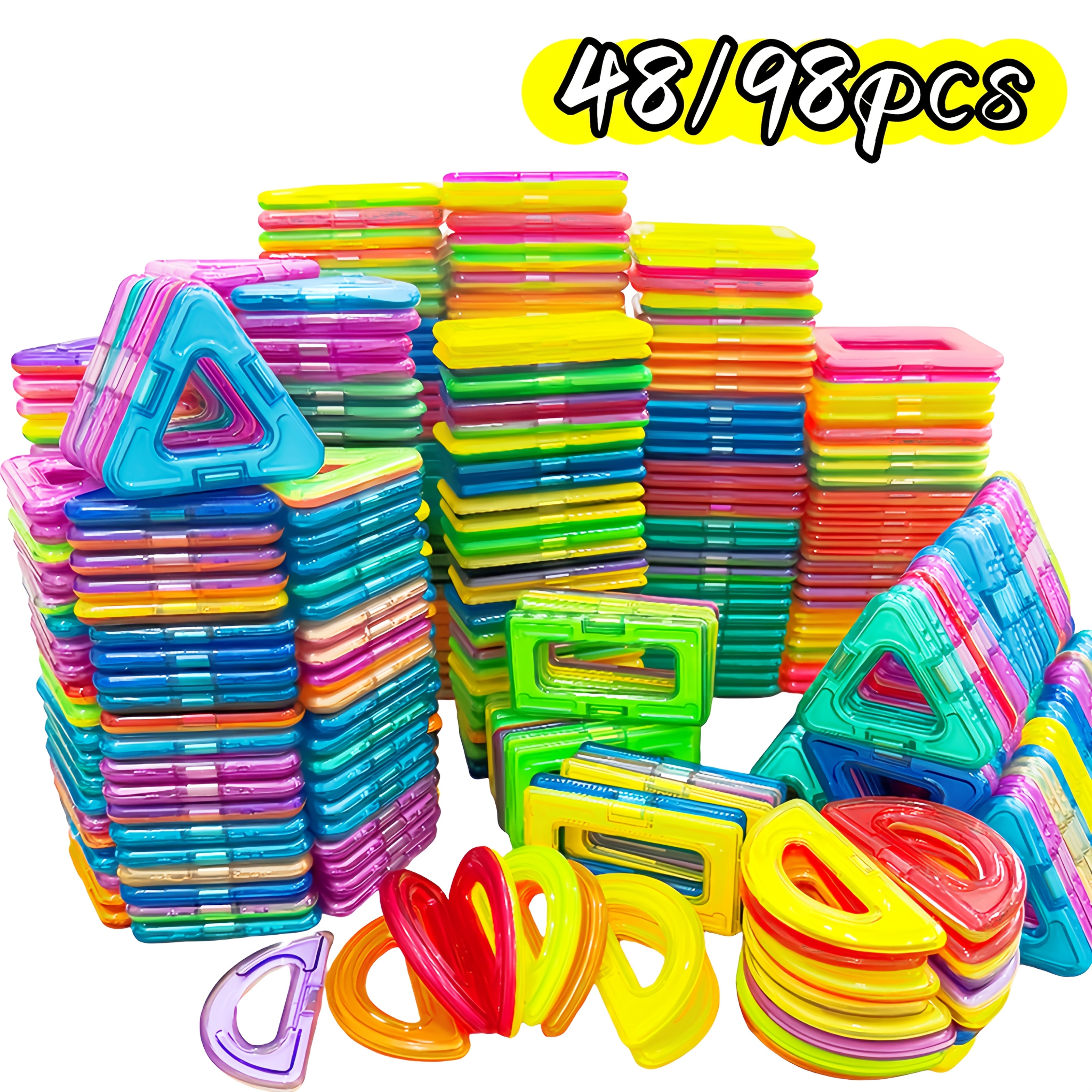 48/98pcs Magnetic Building Blocks, Large Size STEM Toy Set