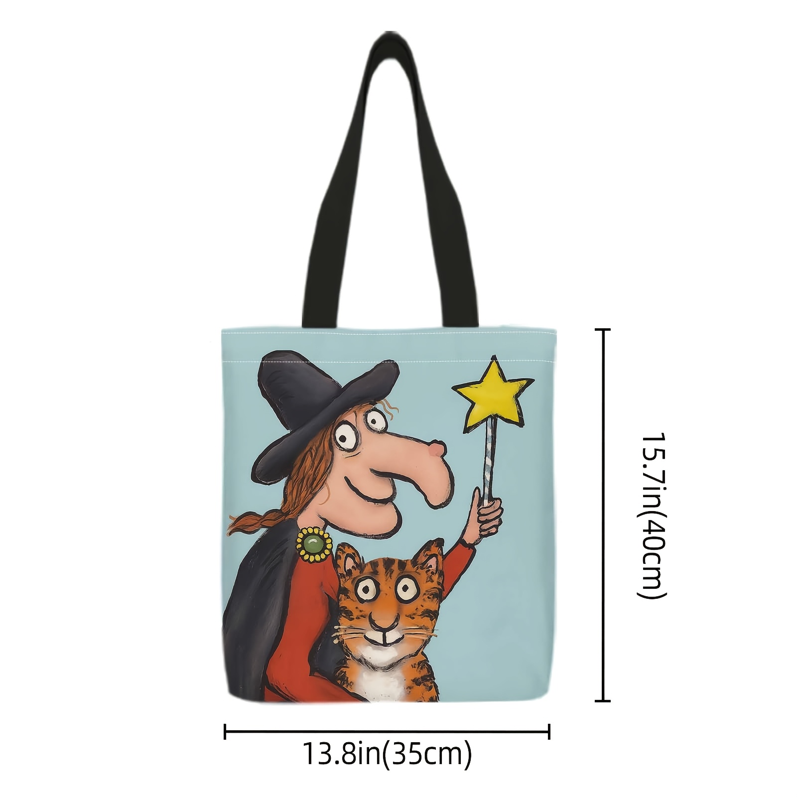 TEMU A Bag Featuring A Cartoon-style With A Tiger And Wand, Designed For Durability And Storage. Ideal For Work, Parties, Beach , Library , Travel,