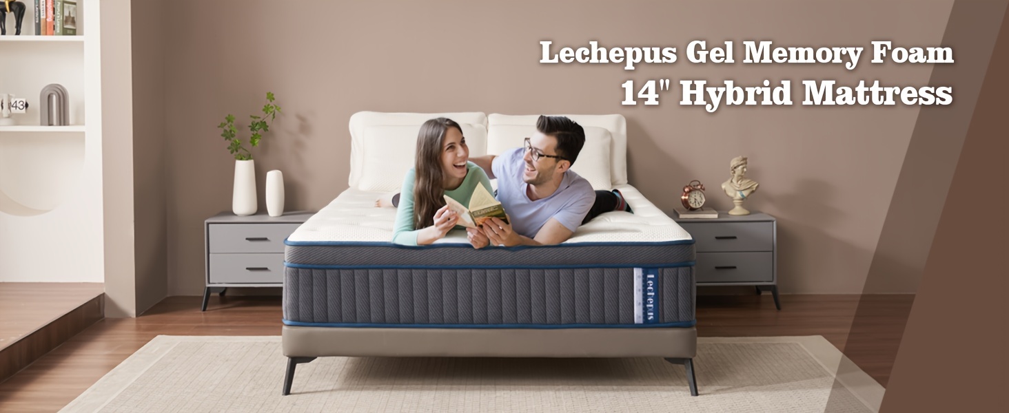 Lechepus 14" Hybrid Gel Memory Foam Mattress 8 14 Inch Hybrid Mattress