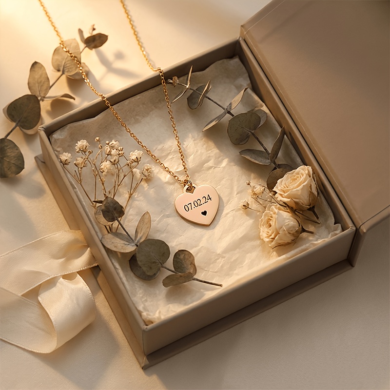 Personalized Heart Name Necklace for Women, Custom Engravable