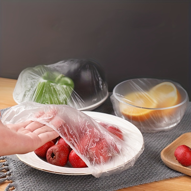 100pcs Disposable Food Grade Plastic Wrap Caps for Normal Hair Type Multipurpose Freshness Preserving Covers for Bowls Plates and Containers