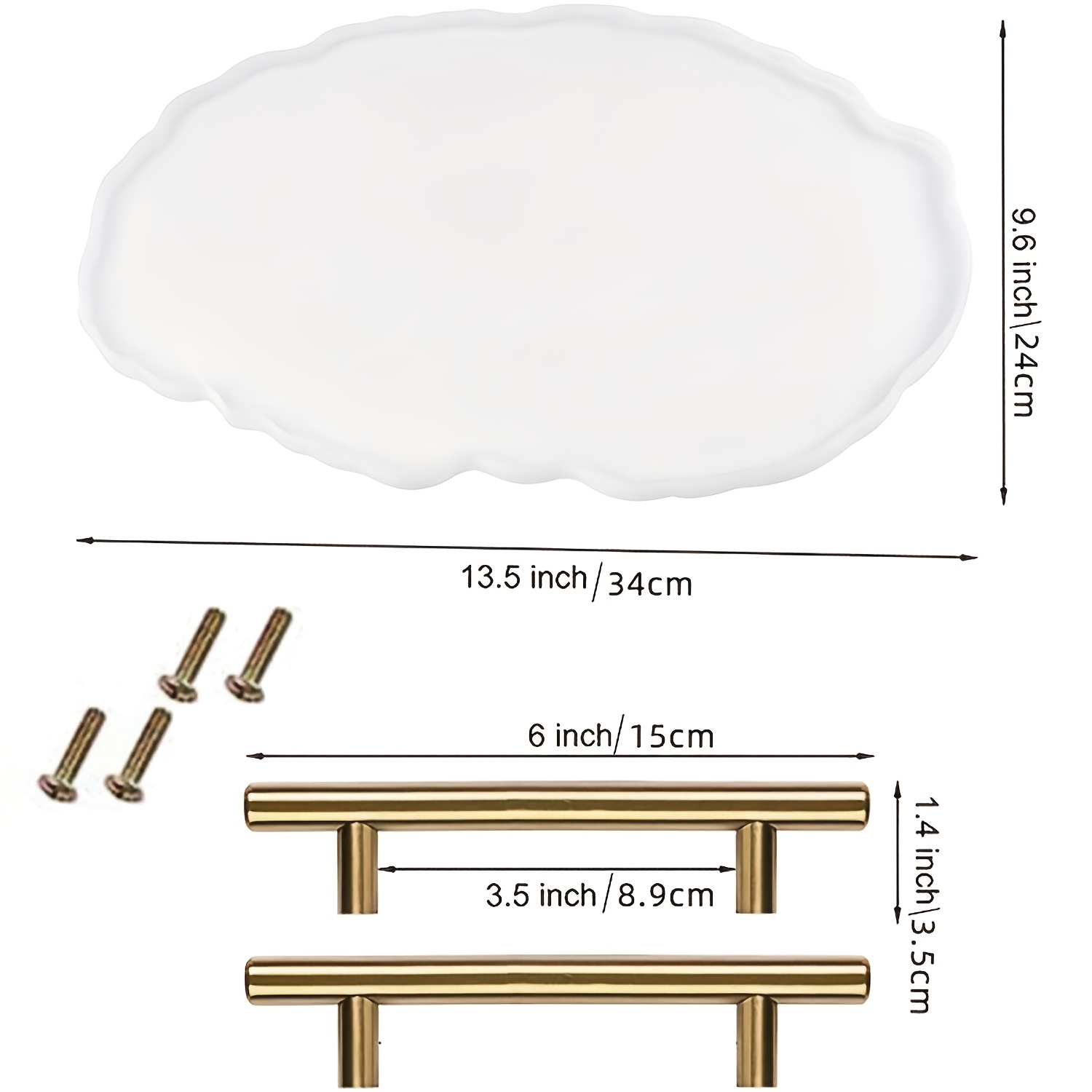 TEMU Large-sized Resin Tray Mold With Golden Handle, Silicone Irregular Casting Epoxy Resin Mold, Agate Geometry, Used For Diy Craft Production,