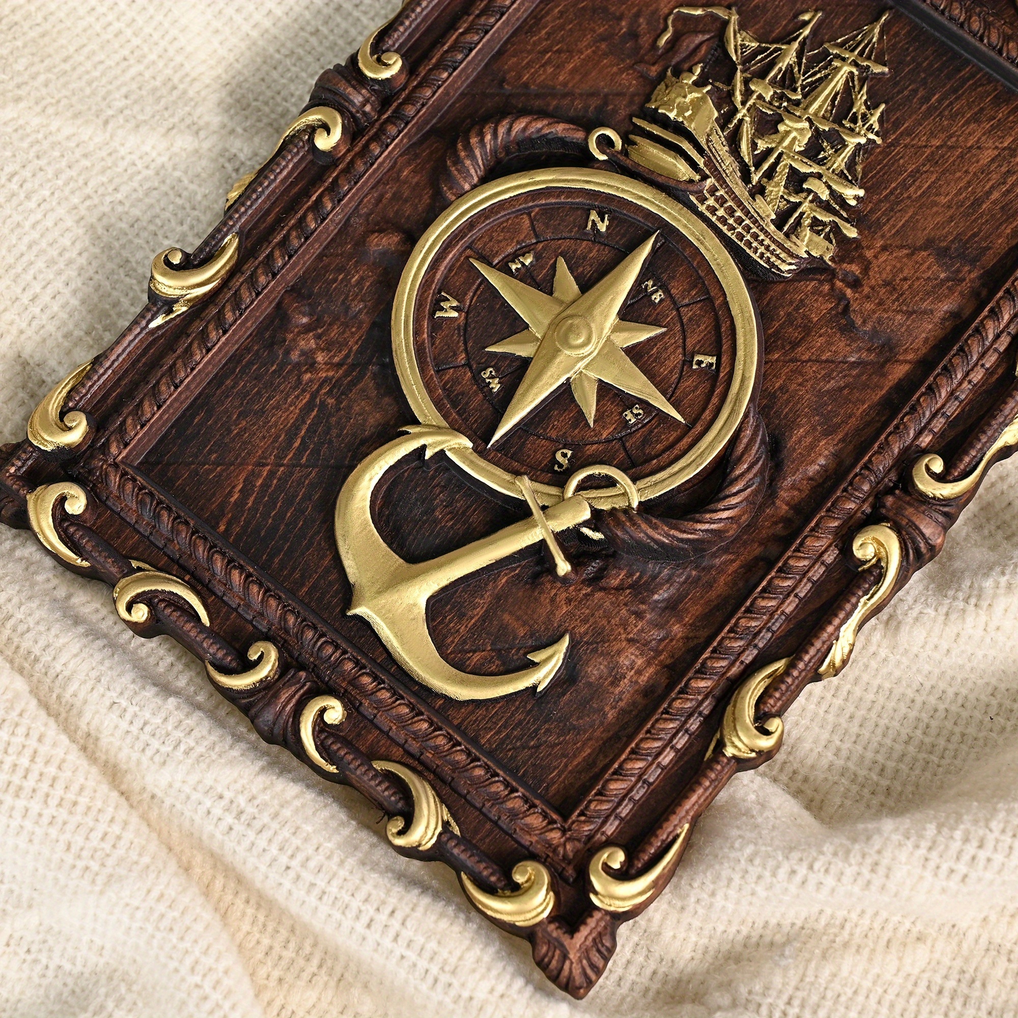 Handcrafted 3D Vintage Nautical Solid Wood Relief Wall Hanging