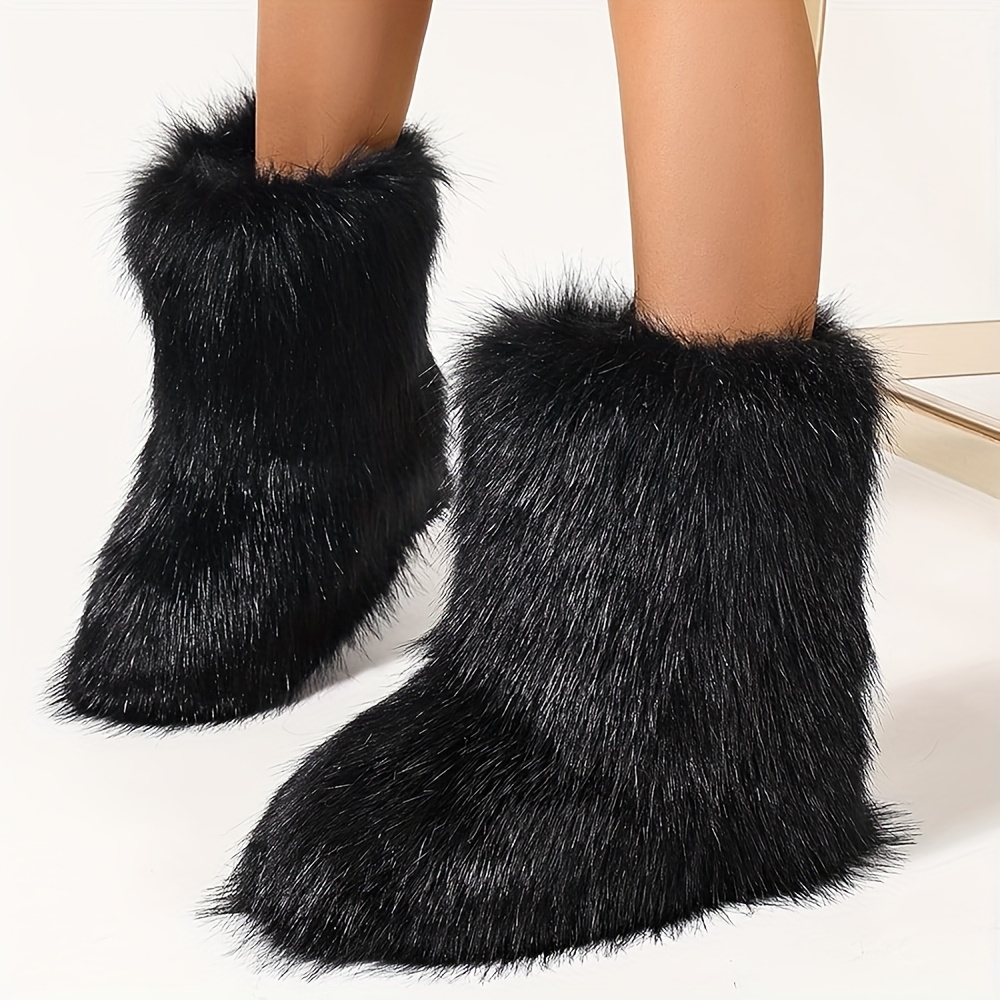 【Anyone more】Bolt Winter Fur Platform Sole Long Boots Amazon.com | Accloris Black Platform Knee High Boots For