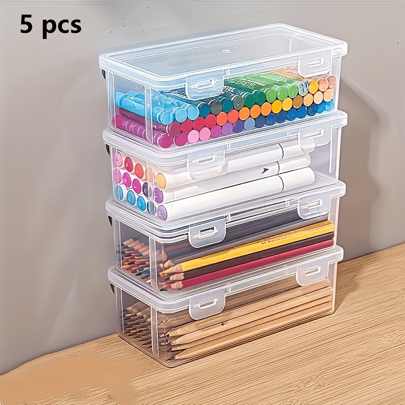 TEMU 5pcs Set Of Large Transparent Storage Bins With Lids, Sturdy And Durable, Stackable, Lightweight And Portable. Sealing Lids, Suitable For Home,