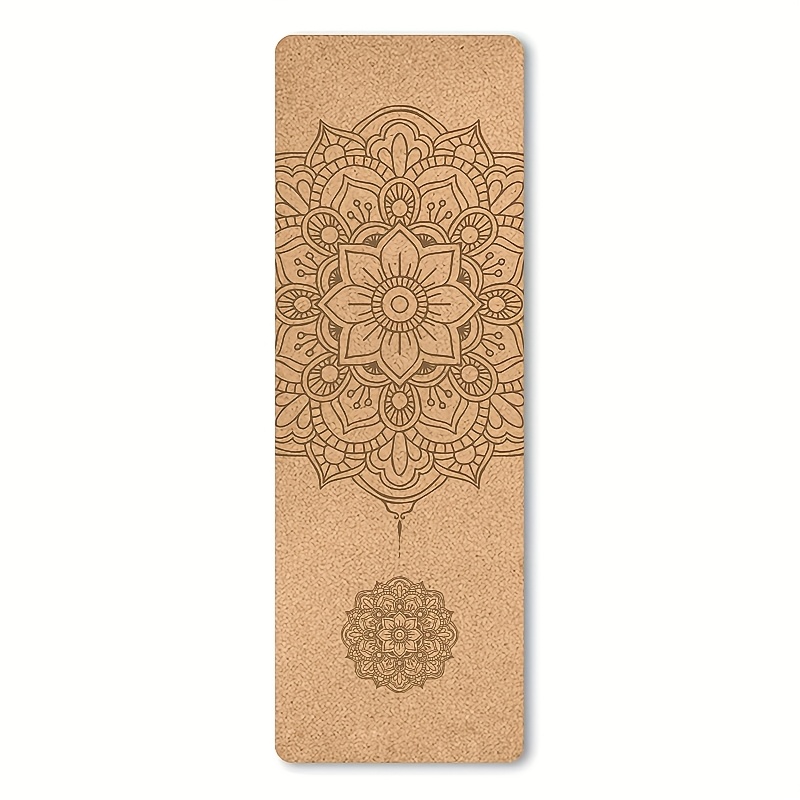 Image of 1pc Cork Yoga Mat, Thickened Tpe Fitness Mat, Yoga Mat, Exercise Mat, Yoga Mat, Skipping Mat