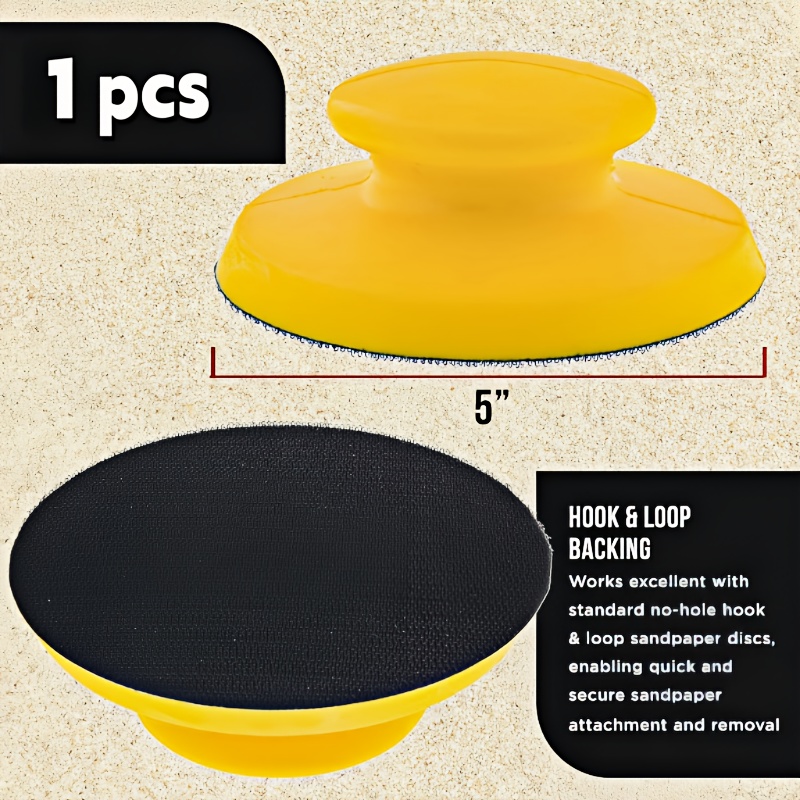 1pc 5" Round Hook And Loop Hand Sanding Pad Sanding Block Backing Plate For Woodworking, Furniture Restoration, Home And Automotive Body.